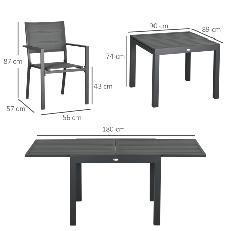  Set Gradina Aluminiu 7 piese cu Scaune si Masa Extensibila [2]