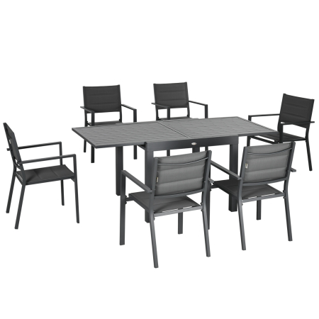 Gradina & balcon -  Set Gradina Aluminiu 7 piese cu Scaune si Masa Extensibila
