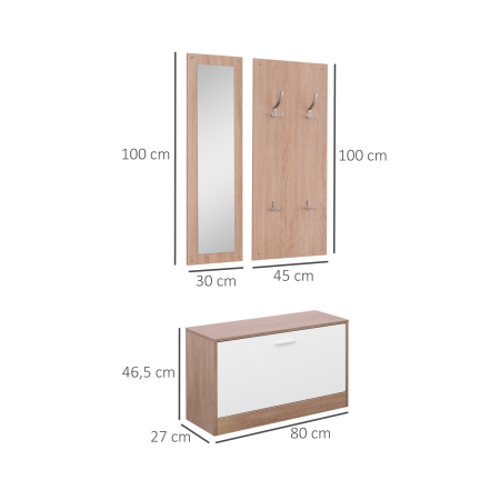  Set Hol 3 Piese - Dulap Pantofi, Cuier & Oglinda [2]
