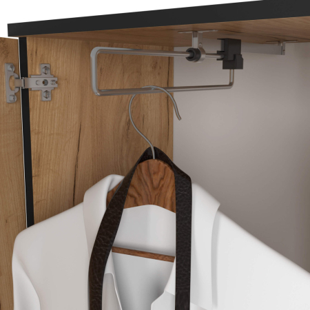 Set hol Entro cu oglinda, cuier si spatii de depozitare, PAL laminat 16 mm, 95x35x183 cm, stejar craft [3]