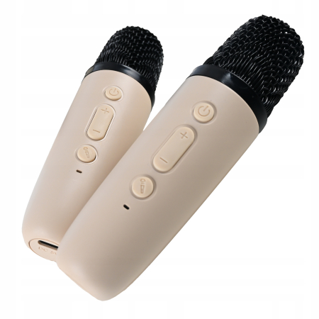 Set karaoke wireless cu 2 microfoane pentru duet si boxa Bluetooth portabila de 6 W, card TF si AUX, acumulator reincarcabil 800 mAh, design compact p [5]