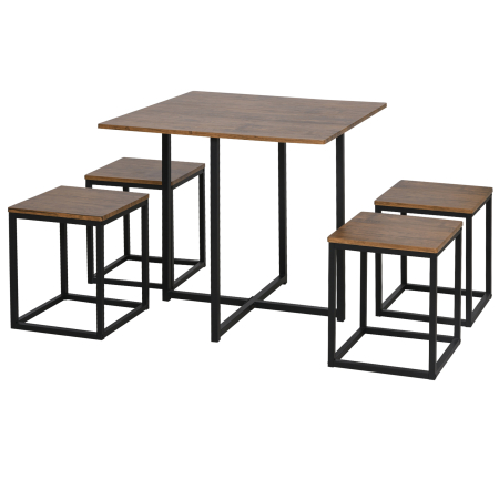 Scaune bucatarie & living -  Set Masa Bar Industrial - 5 Piese (Masa + 4 Scaune)