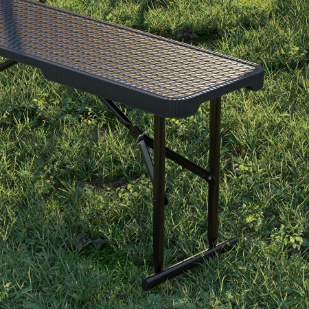  Set Masa de Camping Pliabila cu 2 Scaune si Manere din HDPE si Metal, 180x74x74 cm, Negru [8]