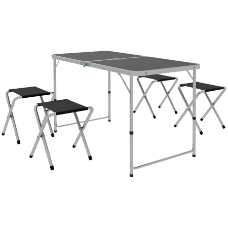 Prelate, pavilioane, umbrele terasa -  Set masa de camping si masa de picnic pliabila, reglabila, negru
