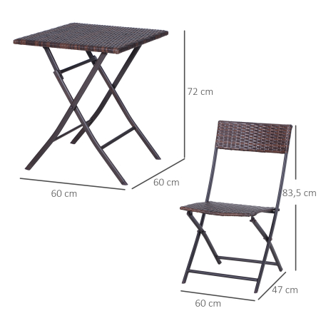  set masa de gradina cu 2 scaune pliabile, maro [2]