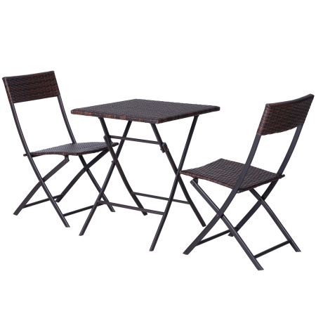 Gradina & balcon -  set masa de gradina cu 2 scaune pliabile, maro