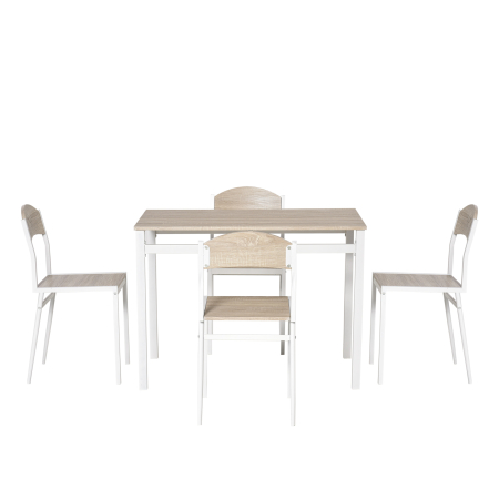  Set Masa de Pranz din 5 Piese cu 1 Masa Dreptunghiulara si 4 Scaune, 100x63x76,5 cm, Gri si Alb [6]