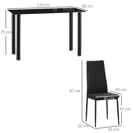  Set Masa de Sufragerie cu 4 Scaune, cu Sticla Securizata [2]
