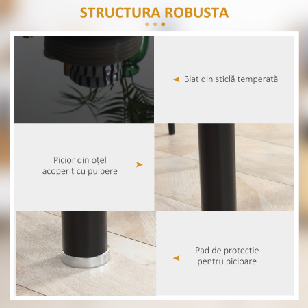  Set Masa de Sufragerie cu 4 Scaune, cu Sticla Securizata [6]