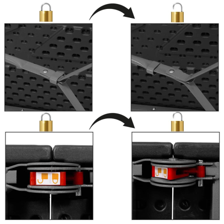 Set masa pliabila cu 2 banci, 180 cm, negru, HDPE si cadru metalic anticoroziv [3]