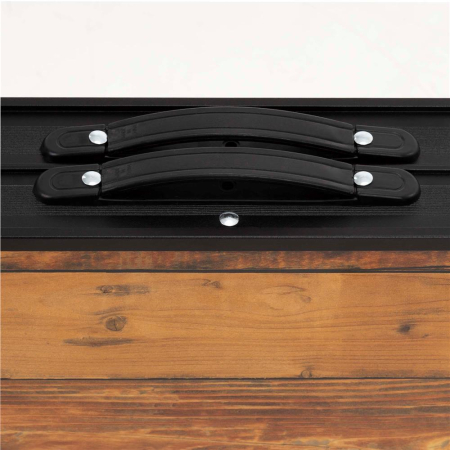 Set masa pliabila cu 2 banci pentru camping, reglabila pe inaltime, MDF si aluminiu, 90x60x70 cm, maro si negru [24]