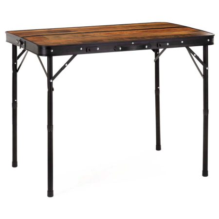 Set masa pliabila cu 2 banci pentru camping, reglabila pe inaltime, MDF si aluminiu, 90x60x70 cm, maro si negru [11]