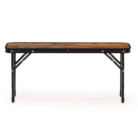 Set masa pliabila cu 2 banci pentru camping, reglabila pe inaltime, MDF si aluminiu, 90x60x70 cm, maro si negru [13]