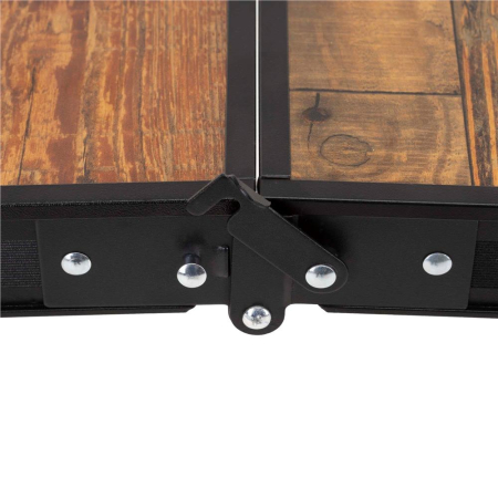 Set masa pliabila cu 2 banci pentru camping, reglabila pe inaltime, MDF si aluminiu, 90x60x70 cm, maro si negru [16]