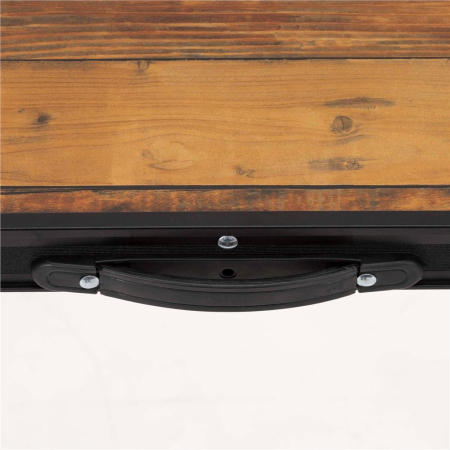 Set masa pliabila cu 2 banci pentru camping, reglabila pe inaltime, MDF si aluminiu, 90x60x70 cm, maro si negru [15]