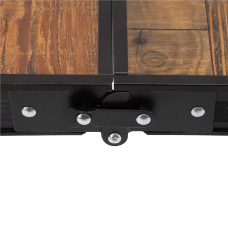 Set masa pliabila cu 2 banci pentru camping, reglabila pe inaltime, MDF si aluminiu, 90x60x70 cm, maro si negru [17]