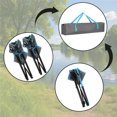 Set masa pliabila cu 2 scaune, structura metalica, husa transport, 47x47x45 cm, gri [17]