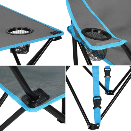 Set masa pliabila cu 2 scaune, structura metalica, husa transport, 47x47x45 cm, gri [3]