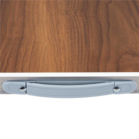 Set masa pliabila de camping cu 4 scaune, inaltime reglabila, aluminiu si MDF, 120x60x71 cm, maro si argintiu [11]