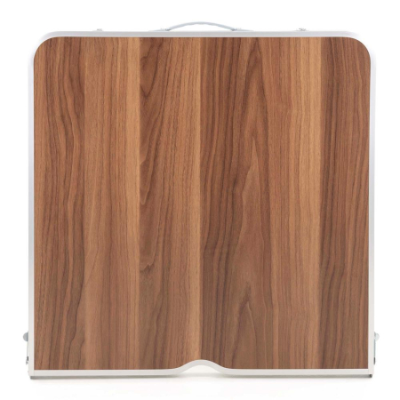 Set masa pliabila de camping cu 4 scaune, inaltime reglabila, aluminiu si MDF, 120x60x71 cm, maro si argintiu [8]