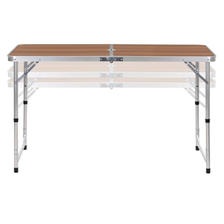 Set masa pliabila de camping cu 4 scaune, inaltime reglabila, aluminiu si MDF, 120x60x71 cm, maro si argintiu [6]