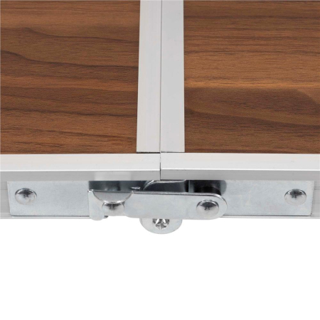 Set masa pliabila de camping cu 4 scaune, inaltime reglabila, aluminiu si MDF, 120x60x71 cm, maro si argintiu [17]