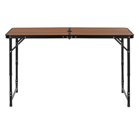 Set masa pliabila de camping cu 4 scaune, inaltime reglabila, aluminiu si MDF, 120x60x71 cm, maro si negru [12]