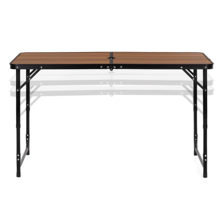 Set masa pliabila de camping cu 4 scaune, inaltime reglabila, aluminiu si MDF, 120x60x71 cm, maro si negru [8]