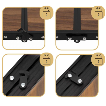 Set masa pliabila de camping cu 4 scaune, inaltime reglabila, aluminiu si MDF, 120x60x71 cm, maro si negru [7]