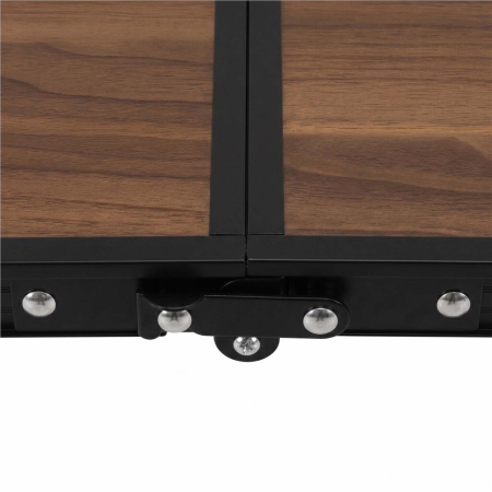Set masa pliabila de camping cu 4 scaune, inaltime reglabila, aluminiu si MDF, 120x60x71 cm, maro si negru [13]