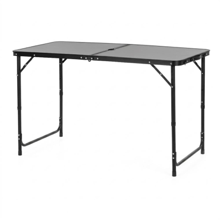 Set masa pliabila de camping cu 4 scaune, inaltime reglabila, aluminiu si MDF, 120x60x71 cm, negru [2]