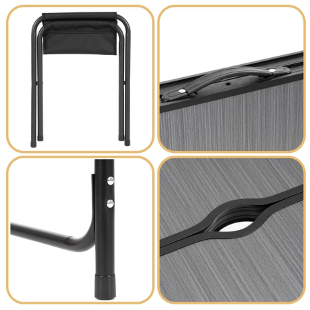 Set masa pliabila de camping cu 4 scaune, inaltime reglabila, aluminiu si MDF, 120x60x71 cm, negru [33]