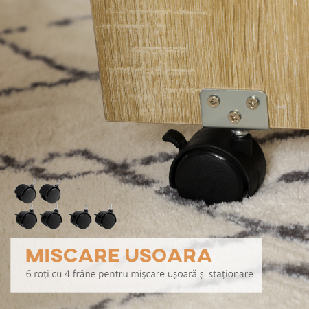  Set Masa si Scaune 5 Piese din PAL, Masa Rotunda cu 2 Rafturi Deschise si 4 Taburete Moderne [7]
