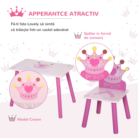 Set Masa si Scaune Copii - Design Printesa, 3-8 Ani [6]