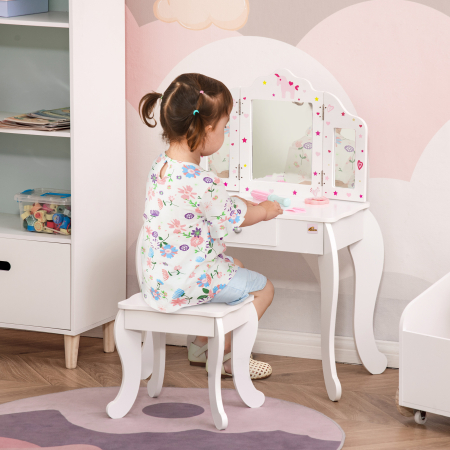  Set Masuta Machiaj Copii - Oglinda Rotativa + Taburet [1]