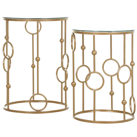  Set Masute Cafea - 2 Piese din Sticla & Metal, Design Modern [8]