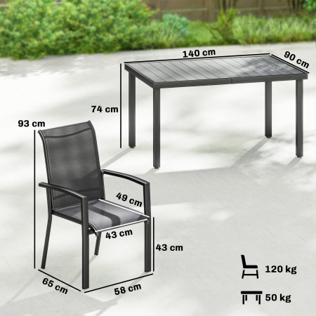  Set Mese de Exterior cu Scaune Stivuibile, Gri [2]