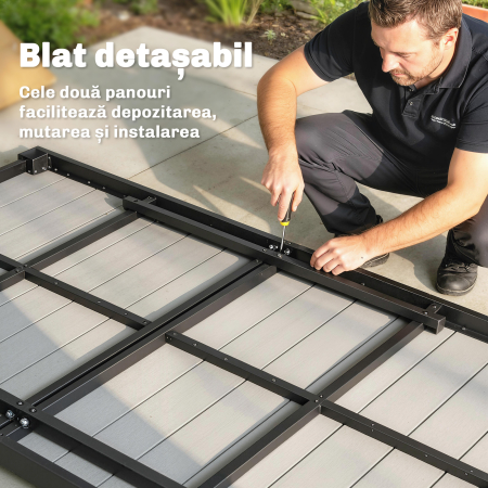  Set Mese de Exterior cu Scaune Stivuibile, Gri [7]