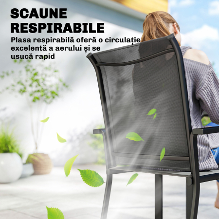  Set Mese de Exterior cu Scaune Stivuibile, Gri [5]