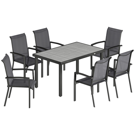Gradina & balcon -  Set Mese de Exterior cu Scaune Stivuibile, Gri