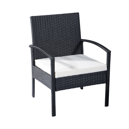  Set Mobila in PE Rattan de Extern cu Masa, 2 Fotolii si Canapea cu Perne, Negru [8]