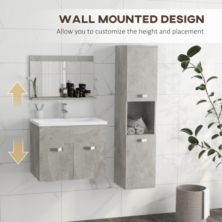  Set Mobilier Baie - 3 Piese: Oglinda, Chiuveta, Dulap Depozitare [4]