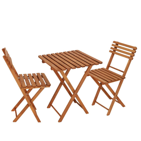 Set mobilier balcon sau terasa din lemn de fag, pliabil, masa 52x51x65 cm si 2 scaune, maro [1]