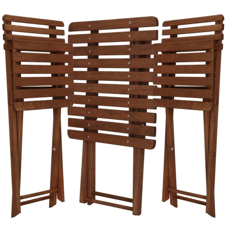 Set mobilier balcon sau terasa din lemn de fag, pliabil, masa 52x51x65 cm si 2 scaune, maro inchis [1]
