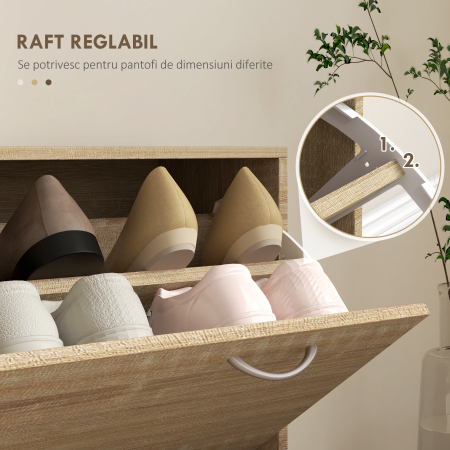  Set Mobilier cu 2 Rafturi Reglabile, 90x24x177 cm, Lemn Natural [5]