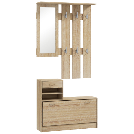 Living & hol -  Set Mobilier cu 2 Rafturi Reglabile, 90x24x177 cm, Lemn Natural