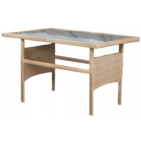 Set mobilier de gradina Berno coltar cu perne, 2 tabureti si masa, cadru otel si ratan sintetic, blat sticla securizata, bej [6]