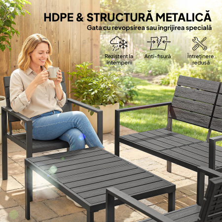  Set Mobilier de Gradina cu Canapea, Fotolii si Masuta, Ideal pentru Exterior [3]