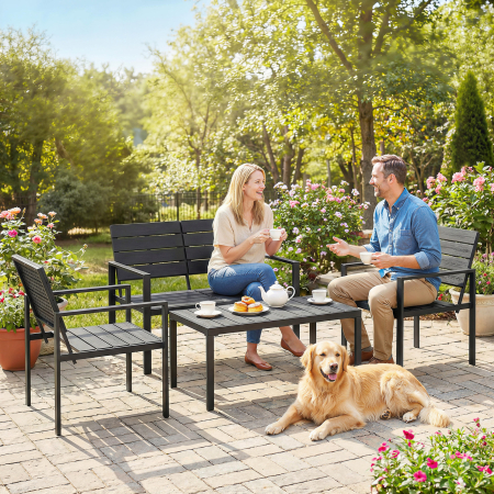  Set Mobilier de Gradina cu Canapea, Fotolii si Masuta, Ideal pentru Exterior [8]