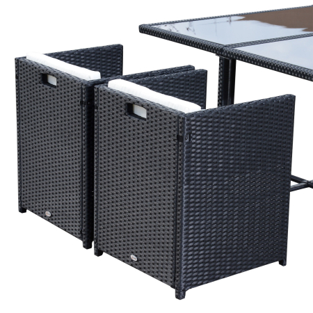  Set Mobilier de Gradina cu Masa de Pranz, 4 Scaune si Perne, 109x109x72 cm, Negru [7]